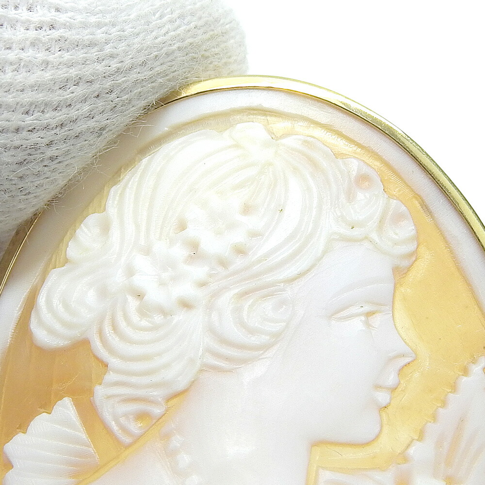 楽天市場】【本物保証】 新品同様 シェルカメオ ペンダント付ブローチ