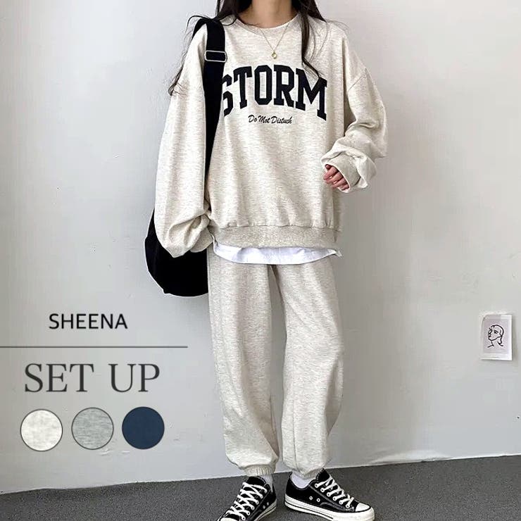 楽天市場】SHEENA 【セットアップ】ロゴトレーナー×スウェットパンツ 2