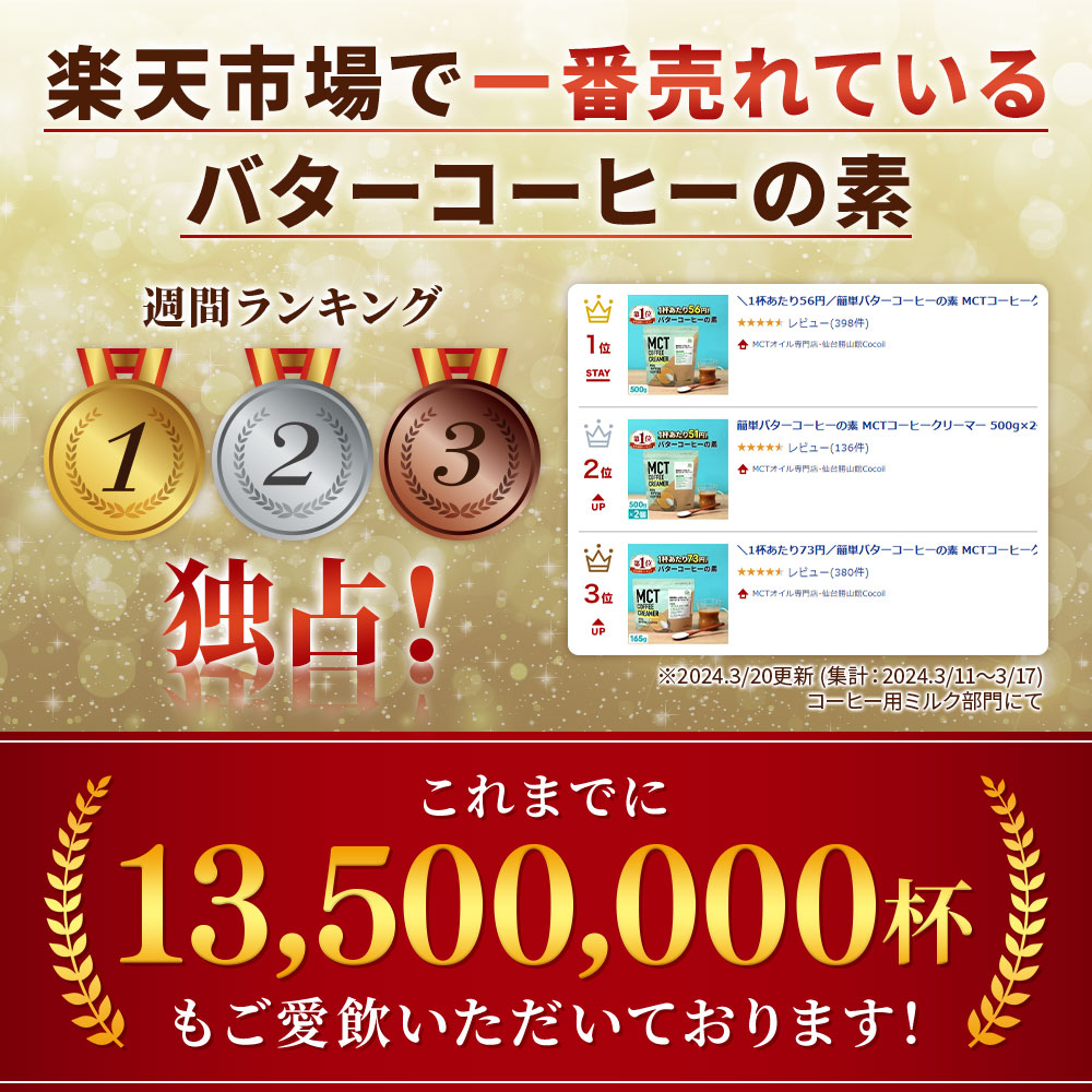 楽天市場】☆ポイント5倍☆＼1杯あたり56円／簡単バターコーヒーの素