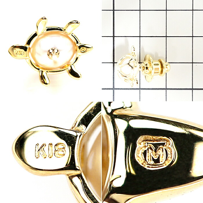 楽天市場】ミキモト 淡水パール ピンブローチ K18 イエローゴールド 亀