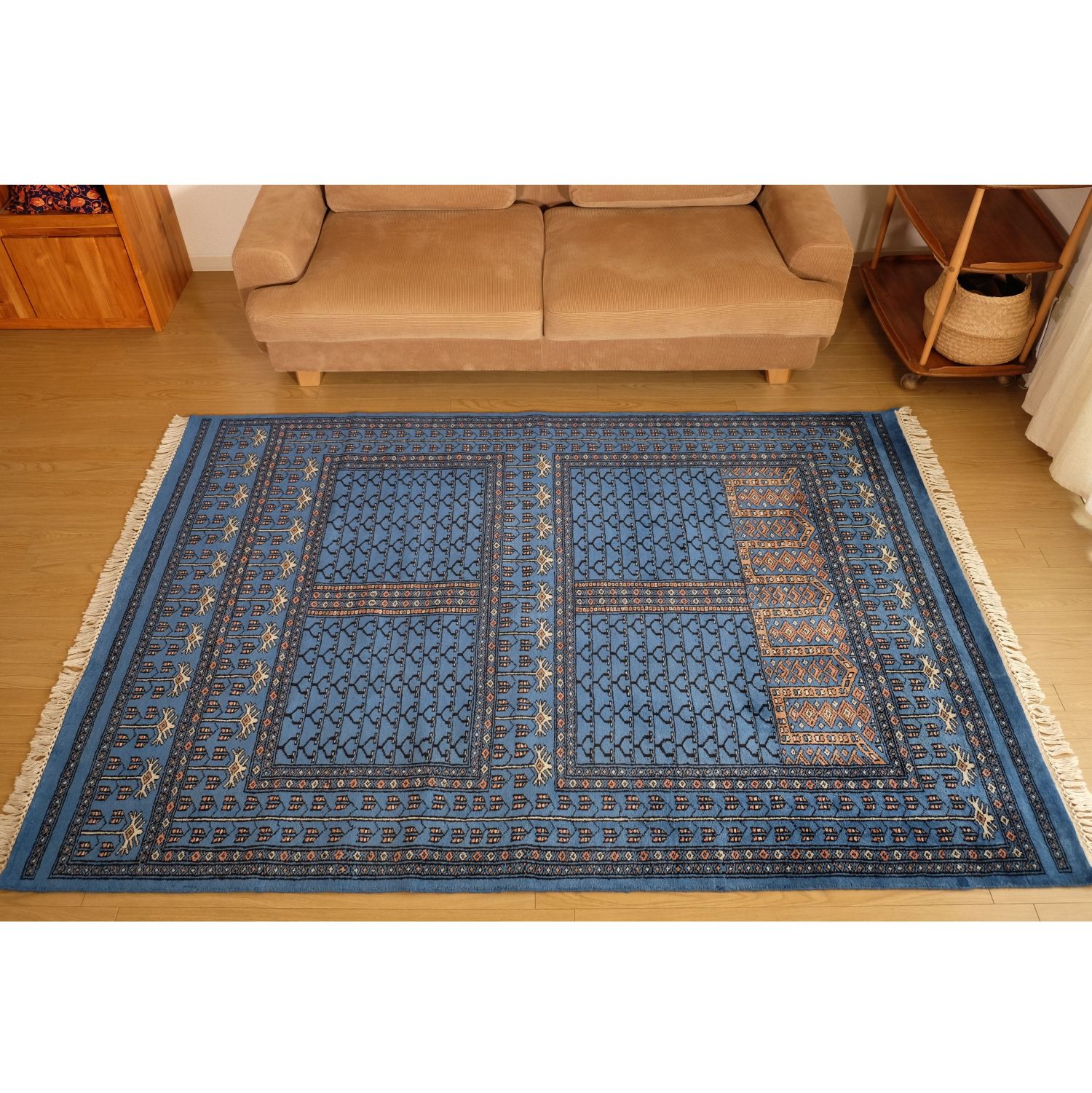 楽天市場】【楽天スーパーSALE15％オフ】手織り絨毯 インド ウール 青