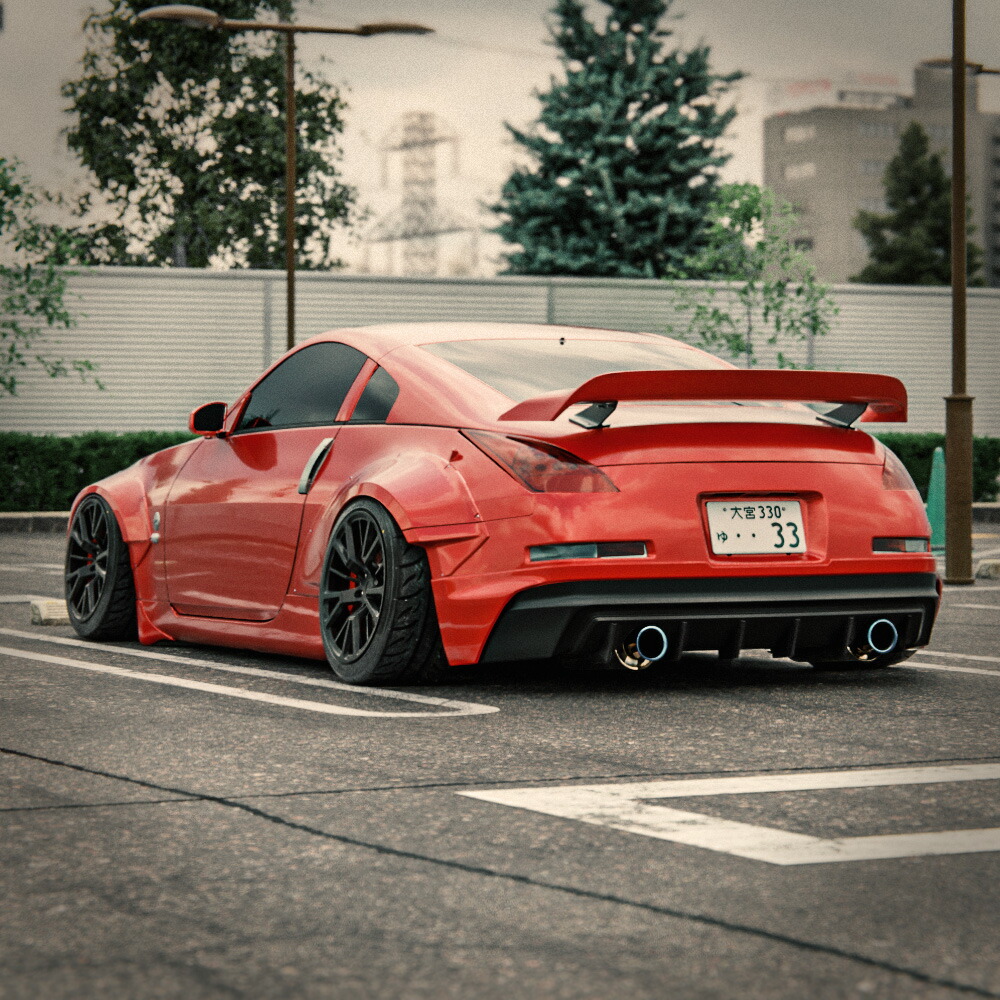 楽天市場】z33 フェアレディZ リアバンパー ハーフ スキッドレーシング