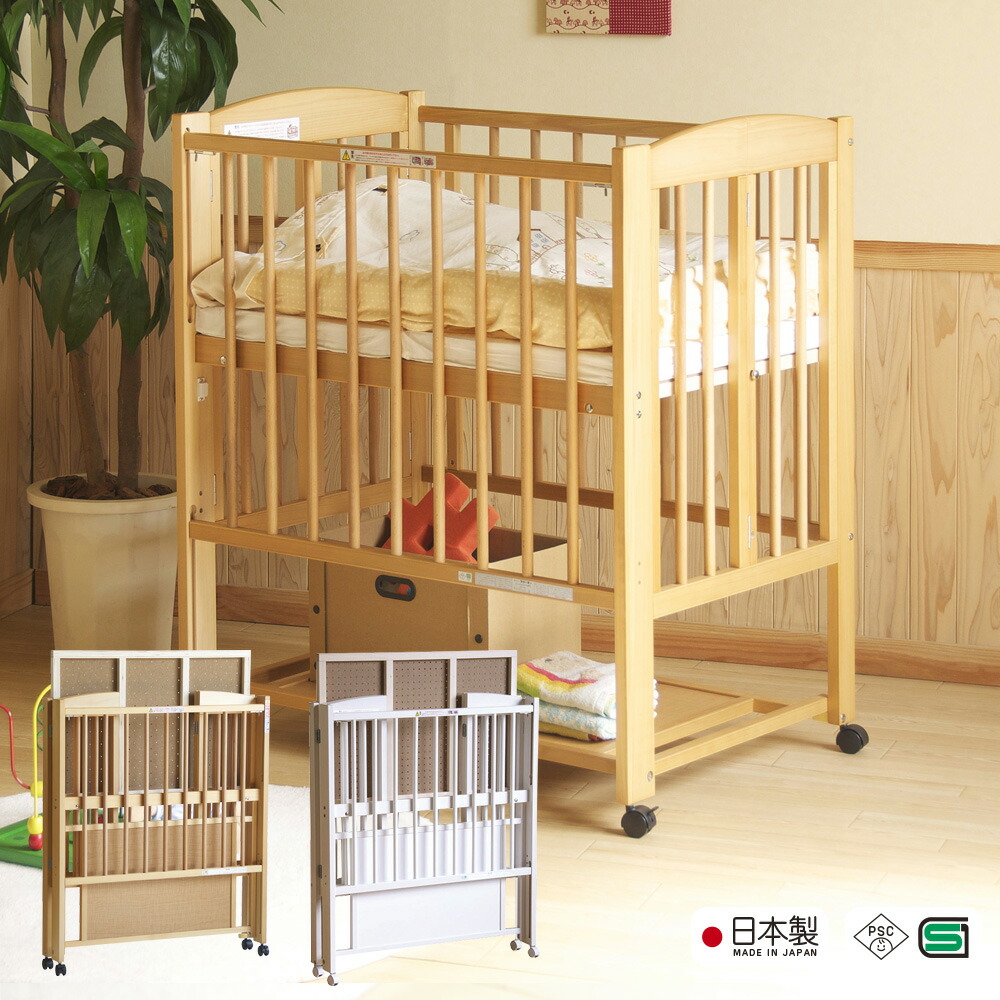 楽天市場】石崎家具 スリーピー ベビーベッド ワンタッチハイベッドの通販