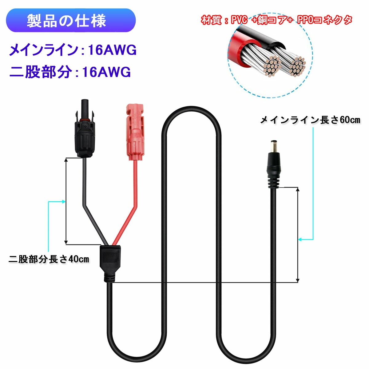 楽天市場】Tyuusei ソーラー ケープル mc4 ケーブル mc4 dc 変換