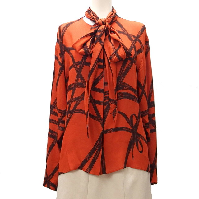 楽天市場】エルメス ボルデュックリボン柄 スカーフ付き ブラウス
