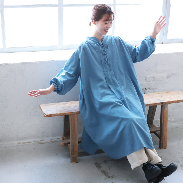 楽天市場】はちみつ堂 たなびく編み上げワンピース M/L/LL/3L/4L/5L