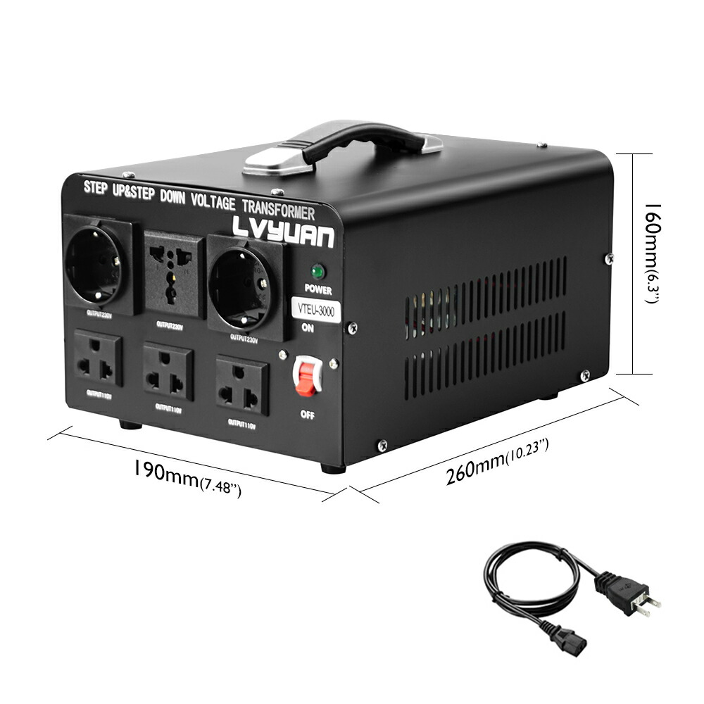 楽天市場】アップトランス ダウントランス 3000W 海外国内両用型変圧器