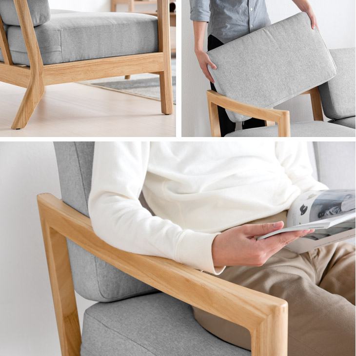 楽天市場】ソファー 天然木フレーム 1P ファブリック 1人用 コンパクト