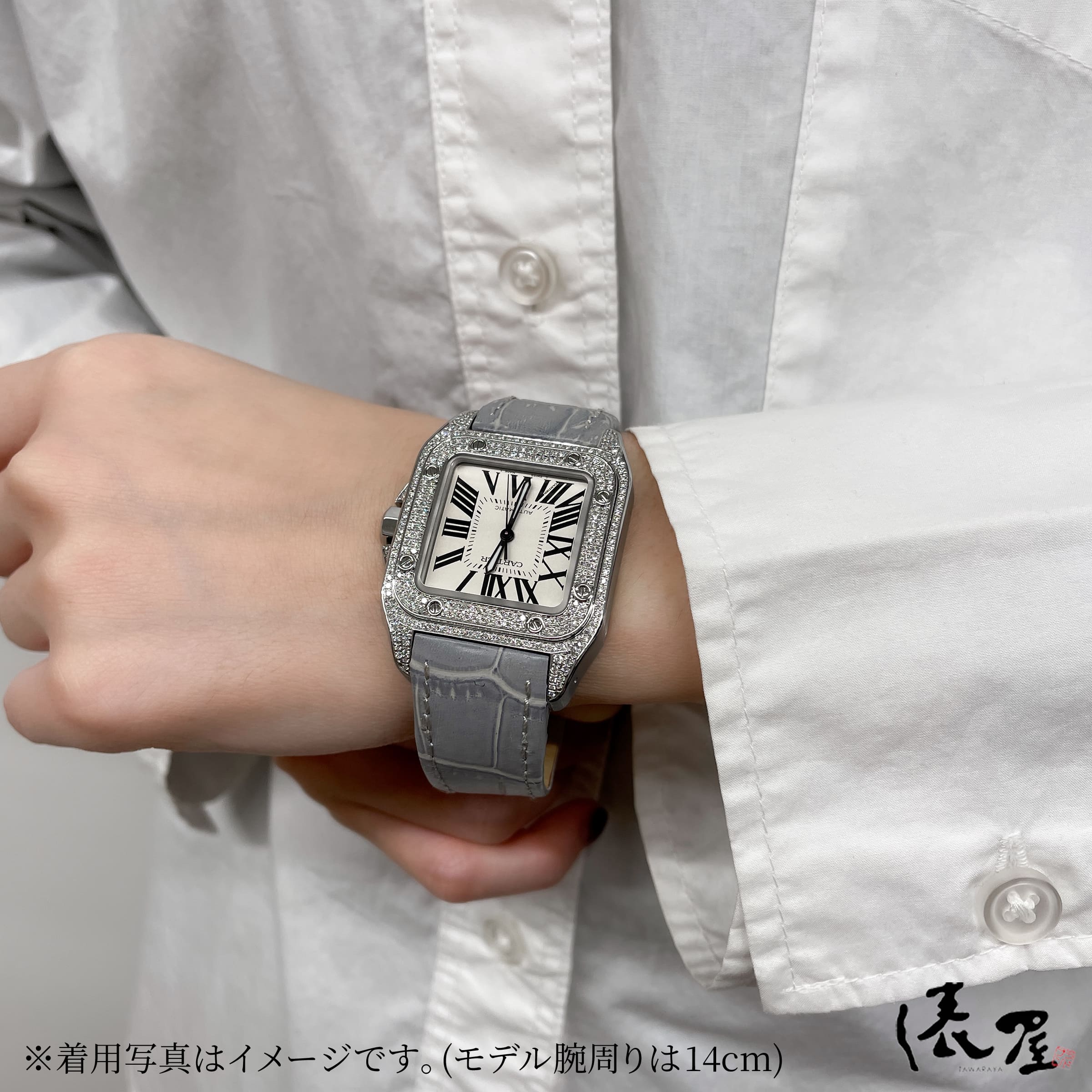 楽天市場】【国際保証書】カルティエ サントス100 MM ダイヤベゼル【極