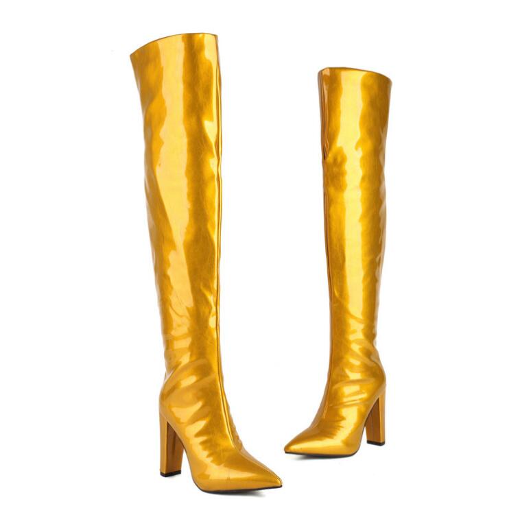 楽天市場】レディースブーツ ニーハイブーツ エナメル 11センチ 超