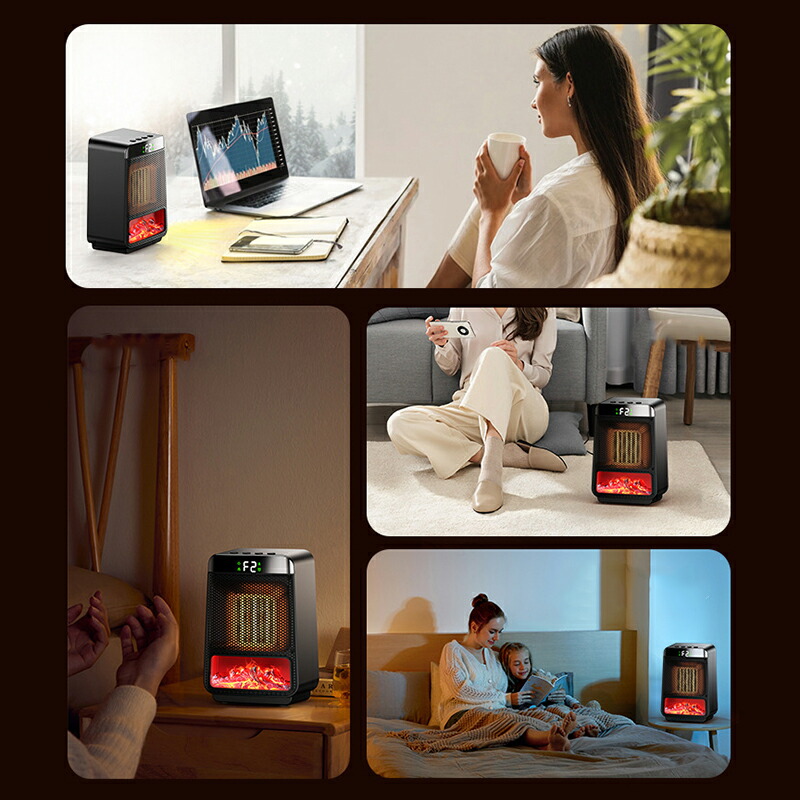 楽天市場】ファンヒーター セラミックヒーター LCD表示 暖炉調 2024年