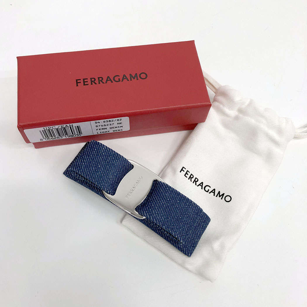 楽天市場】サルバトーレフェラガモ□ ヴァラ バレッタ デニム ブルー