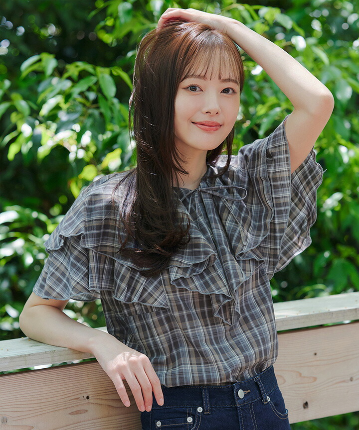 楽天市場】チェック柄フリルブラウス レディース トップス シャツ