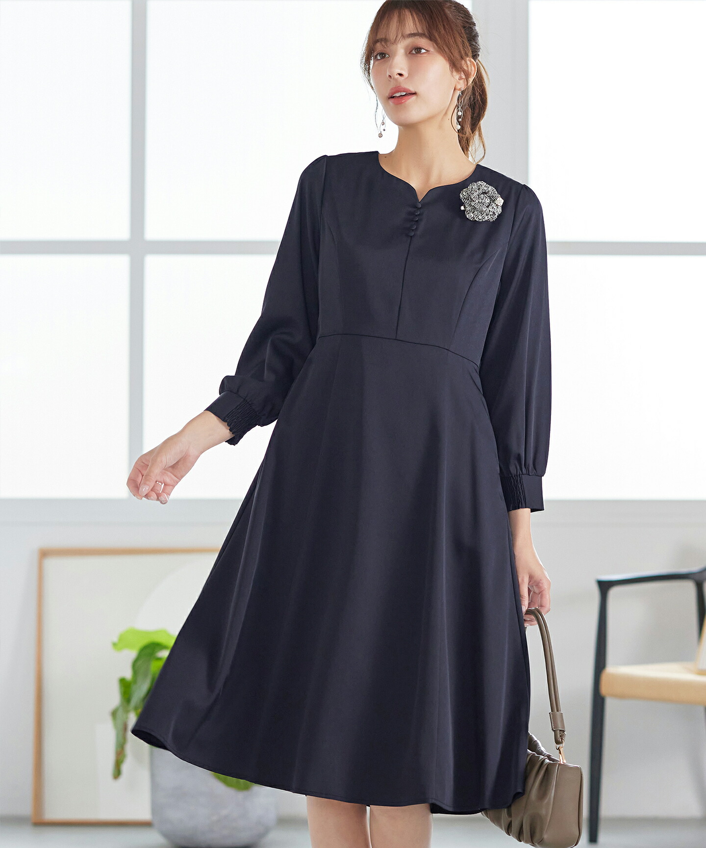 楽天市場】ハートネックくるみ釦ワンピース レディース ワンピース