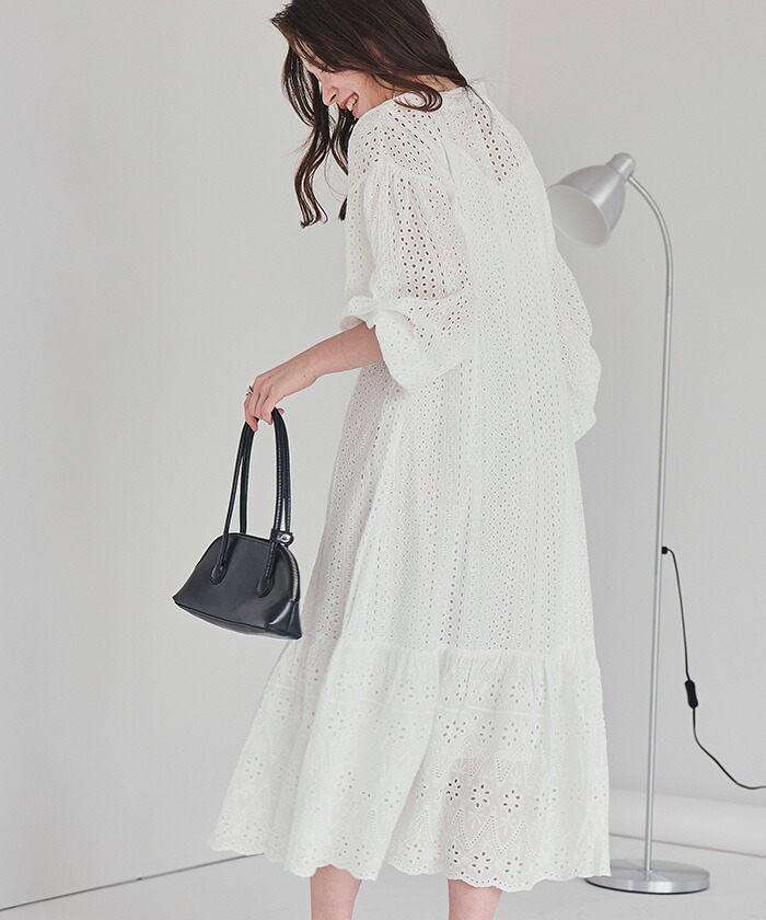 楽天市場】コットン刺繍レースワンピース ワンピース レディース