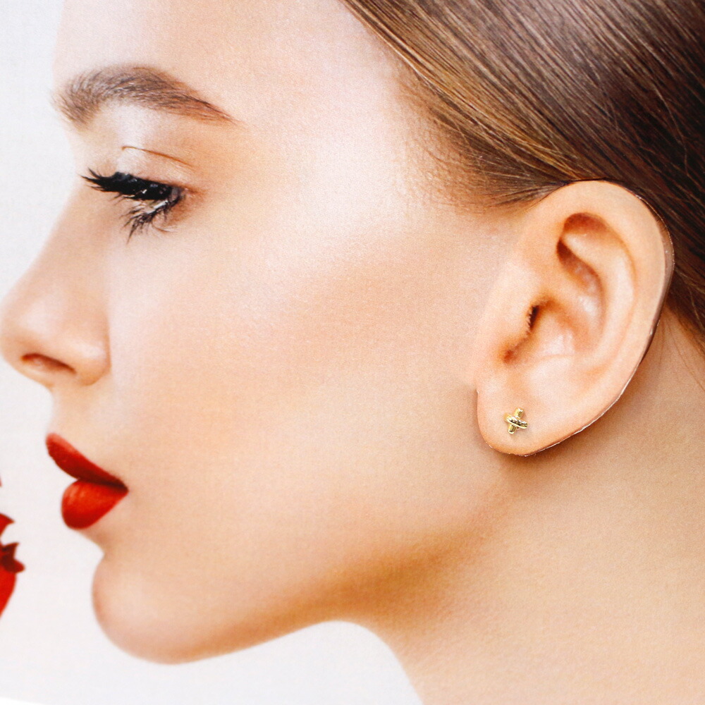 楽天市場】ティファニー クロスステッチ ピアス 18金 K18イエロー