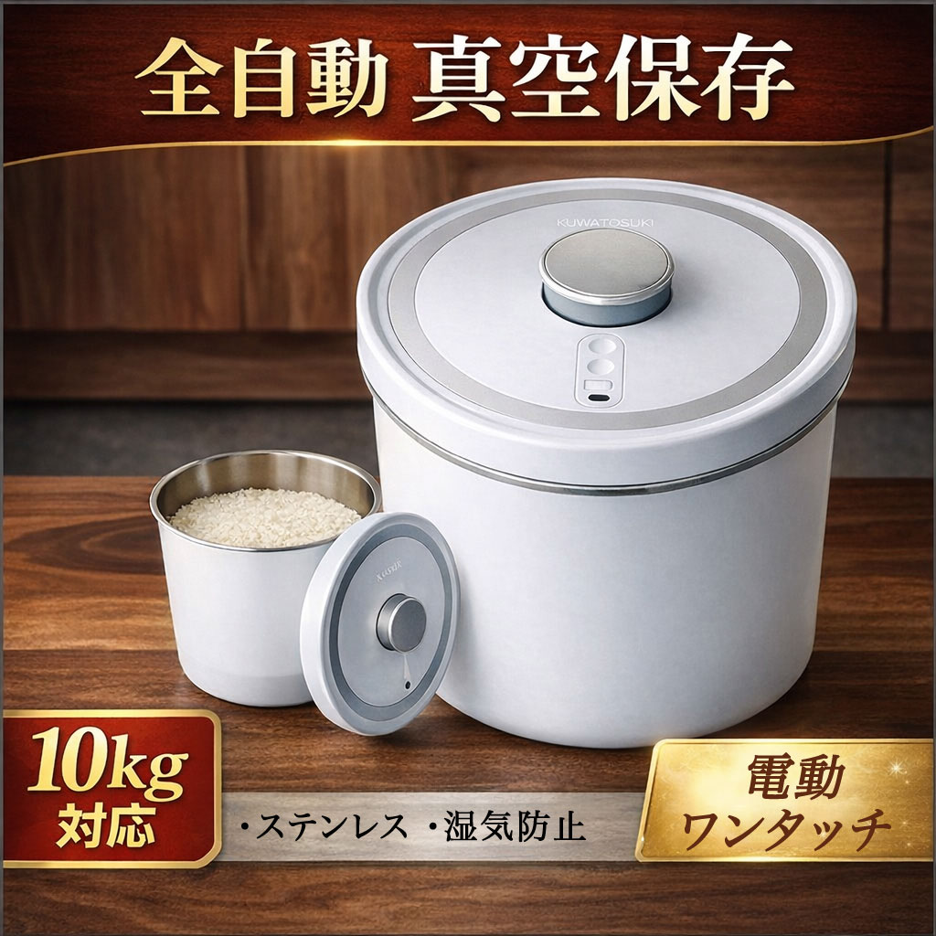 楽天市場】【正規品】全自動真空保存容器 米びつ 10kg ステンレス