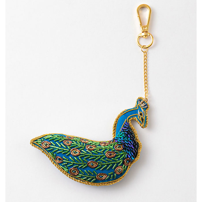 楽天市場】インド ザリ刺繍キーホルダー クジャク ピーコック 孔雀 鳥