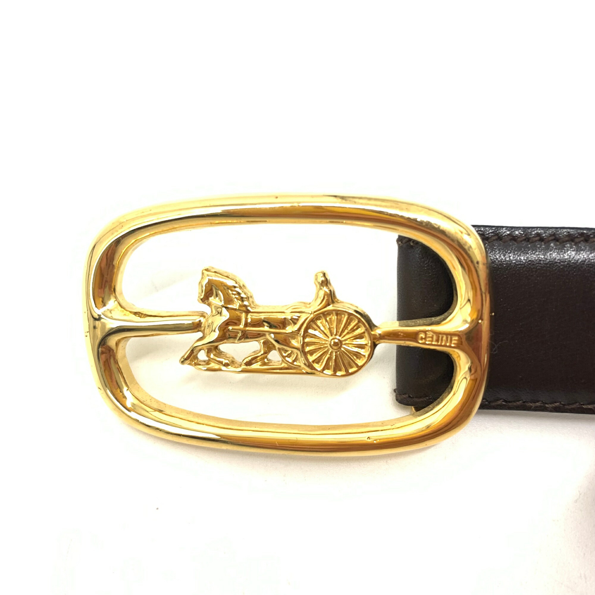 楽天市場】極美品 CELINE セリーヌ 馬車 ゴールド バックル レザー