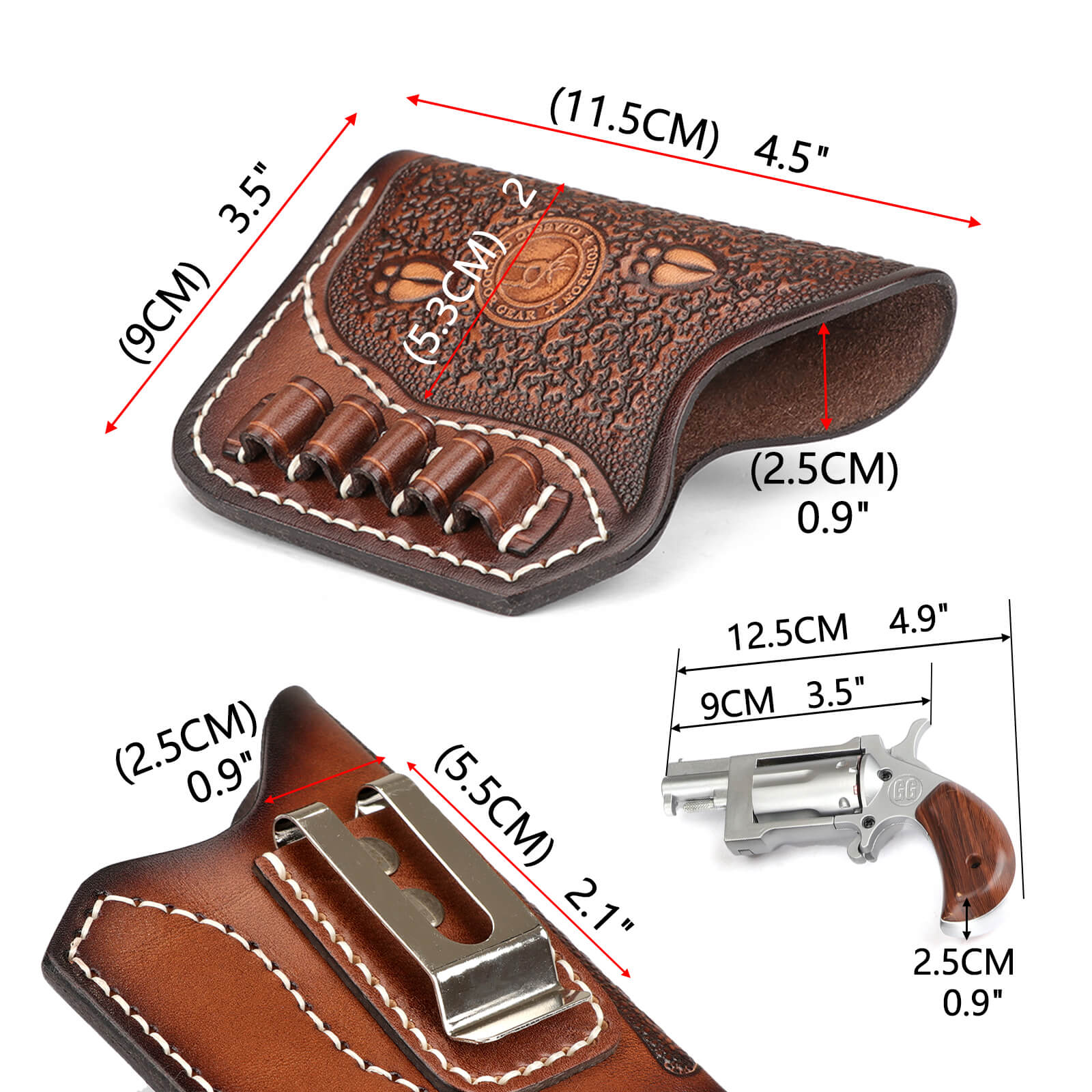 楽天市場】TOURBON 拳銃ホルスター ハンドガンホルスター 左利き 本革