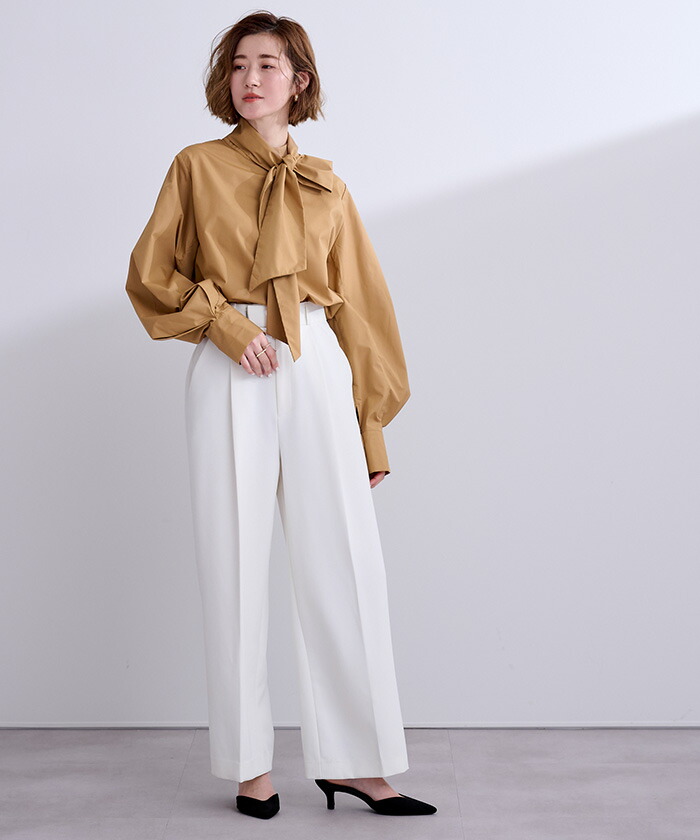 楽天市場】【クーポン利用で3952円】2wayボウタイブラウス トップス