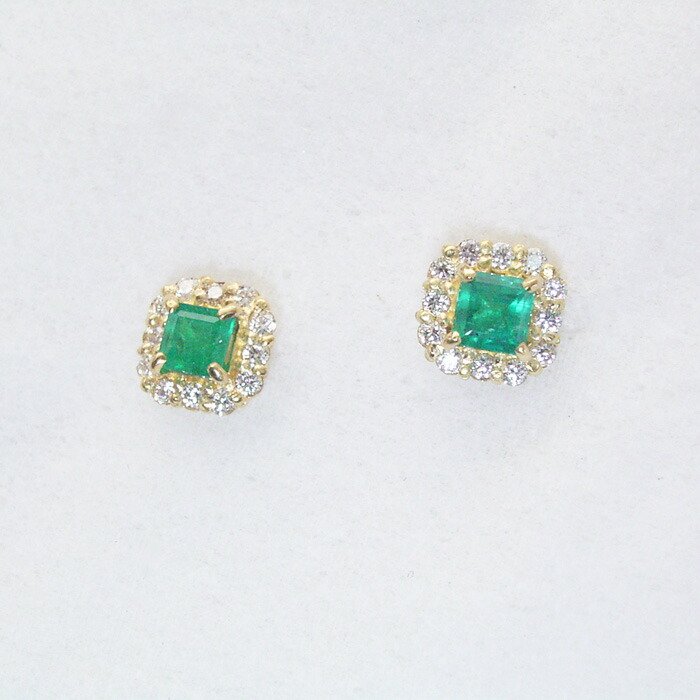 楽天市場】ピアス k18 18金 エメラルド 天然 ダイヤモンド ピアス