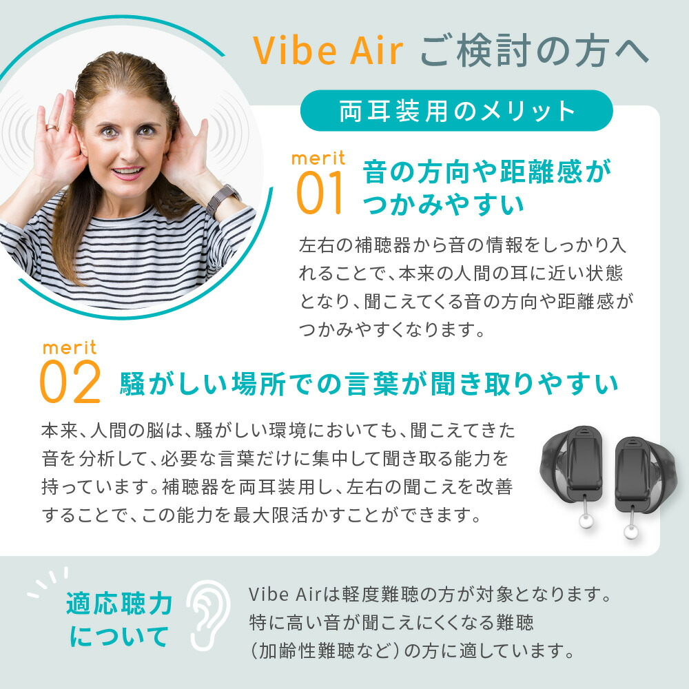 楽天市場】ヴィーブ エア 両耳セット 補聴器 世界最小クラス 【電池6粒