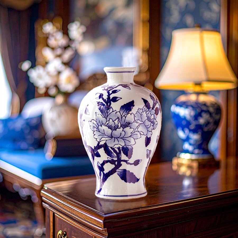 楽天市場】シノワズリ 花びん ブルー ホワイト 高さ26cm 磁器 フラワー