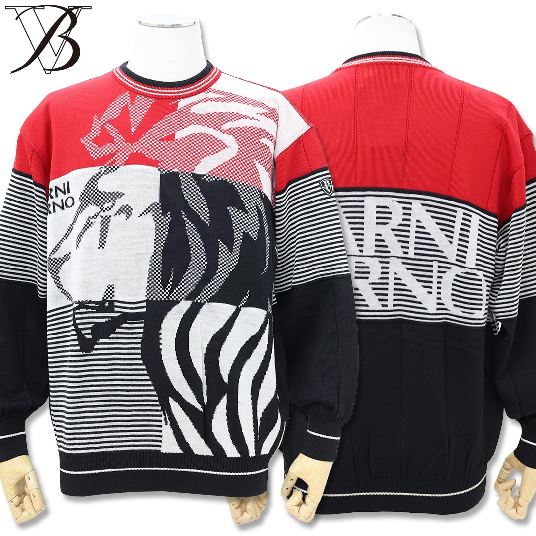 楽天市場】バーニヴァーノ ライオンデザイン クルーネック ニット LL