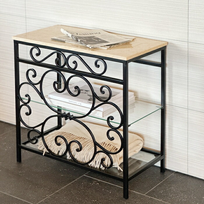 楽天市場】サイドテーブル 大理石 アイアン ガラス コンソール 花台