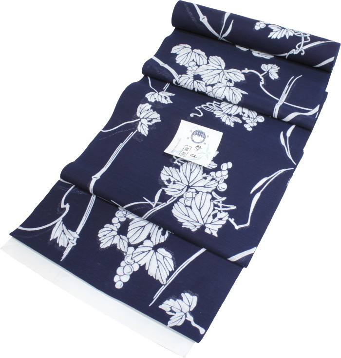楽天市場】竺仙 浴衣 ちくせん 反物 ゆかた 綿絽 地染 紺 葡萄 2025年