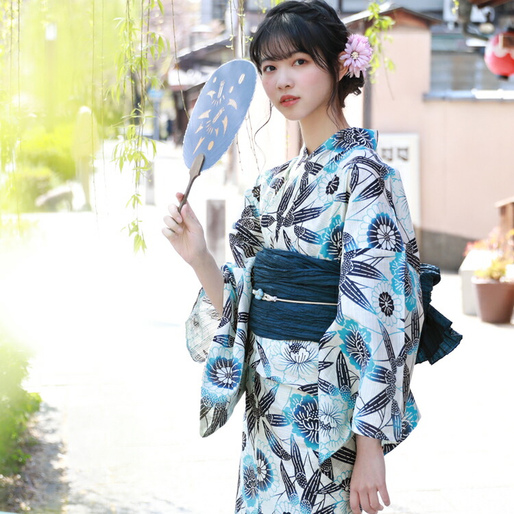 楽天市場】浴衣 セット レトロ 高級綿絽浴衣3点セット「オフホワイト地