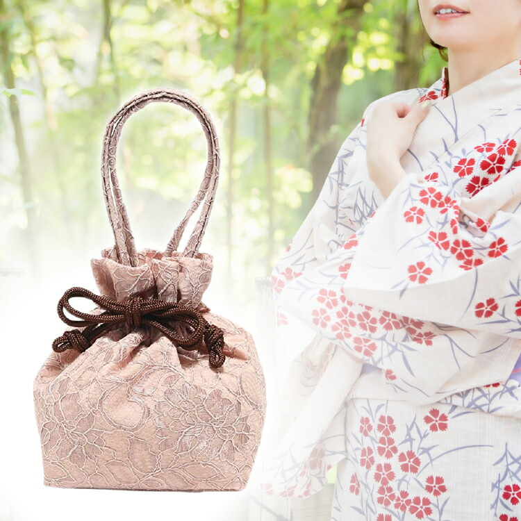 楽天市場】レース 巾着 持ち手付き レディース 和装 着物 浴衣 日本製