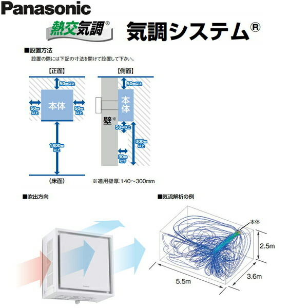 楽天市場】FY-30KW-W パナソニック Panasonic 壁掛け熱交換気システム