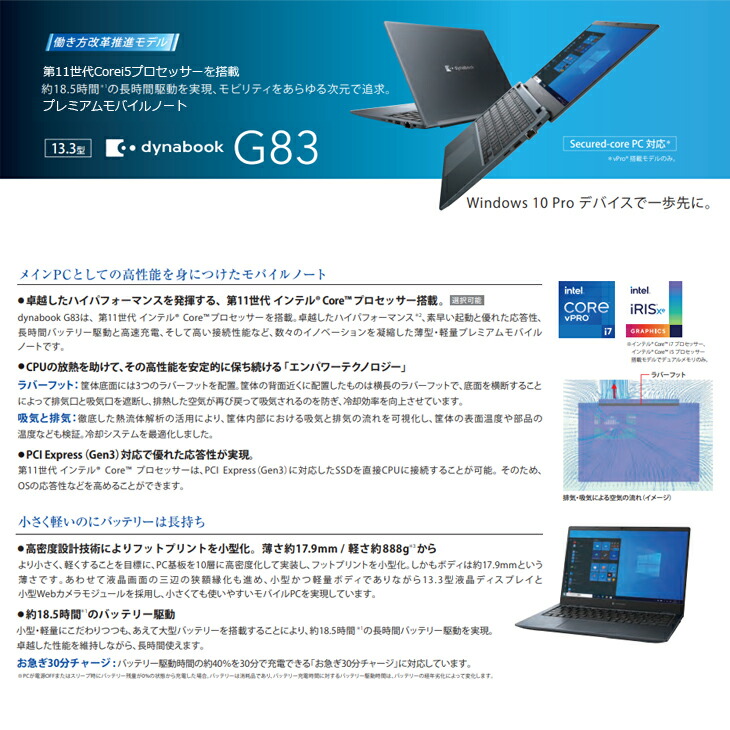 楽天市場】東芝 DynaBook G83/HS A6G9HSFAD911 Win11Pro 第11世代 フル