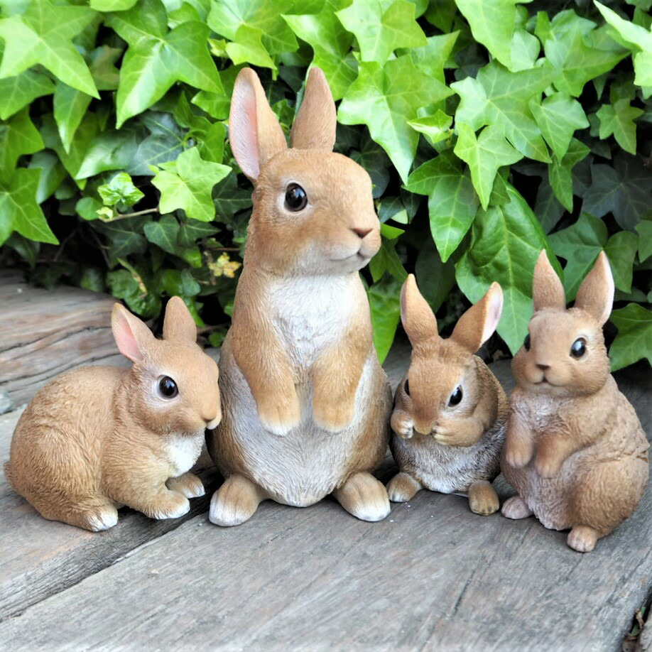 楽天市場】うさぎの置物 ミニフレンドラビット親子4匹セット