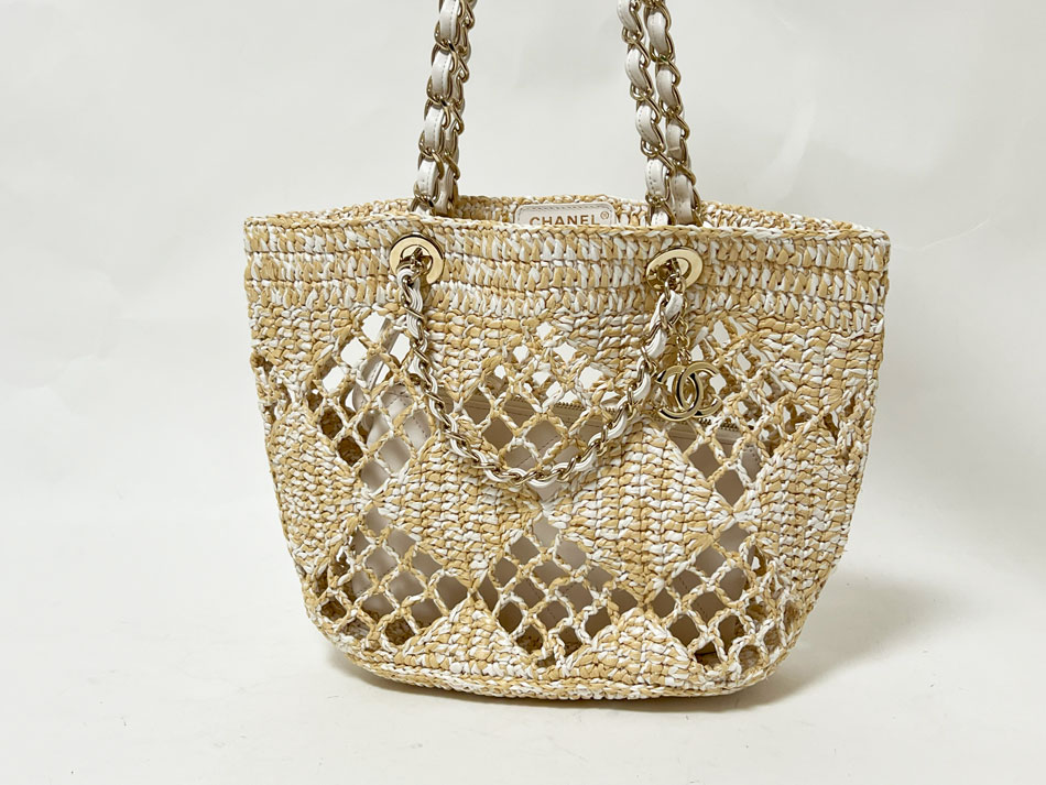 楽天市場】CHANEL シャネル ラフィア スモールショッピング トート