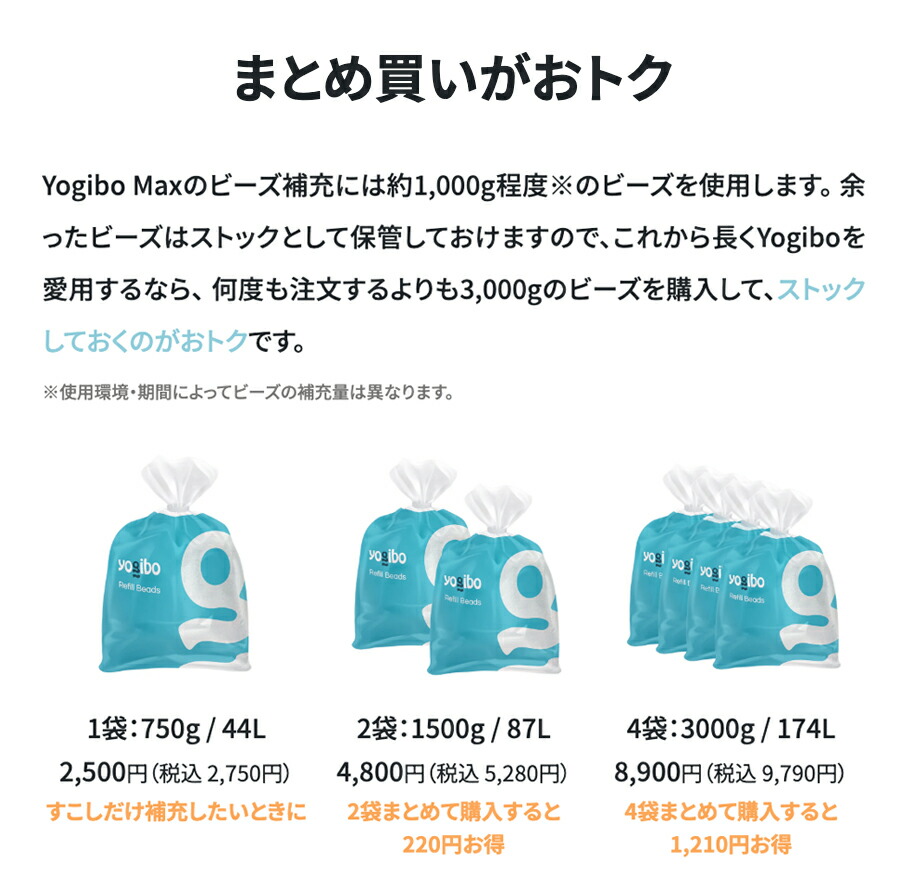 楽天市場】Yogibo 補充ビーズ ( ヨギボー ) Yogibo製の「補充ビーズ