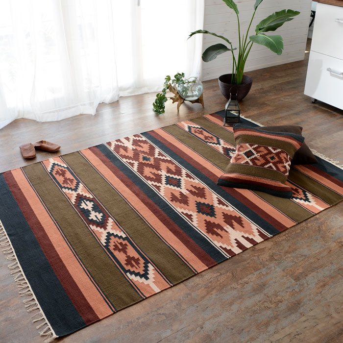 楽天市場】コットンラグ キリム ラグ キリムラグラグ Sサイズ 140