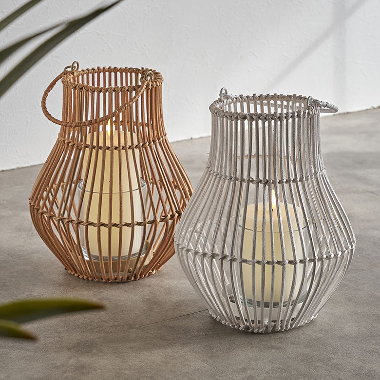 楽天市場】ランタン 籐 ラタン ガラス 手持ち付き ライト ケース