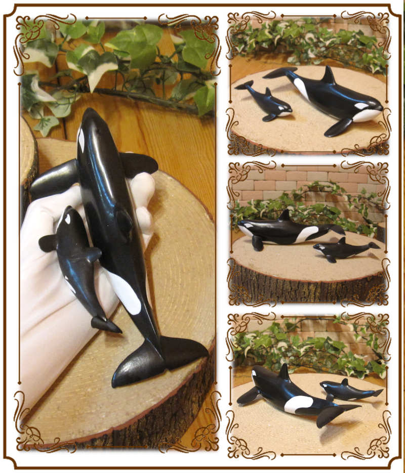 楽天市場】シャチの置物 鯱の親子 2点セット リアルな しゃち