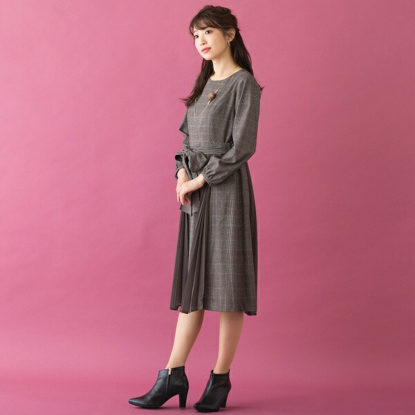 楽天市場】プリーツ切替ワンピース/チェック／ローズティアラ（Rose