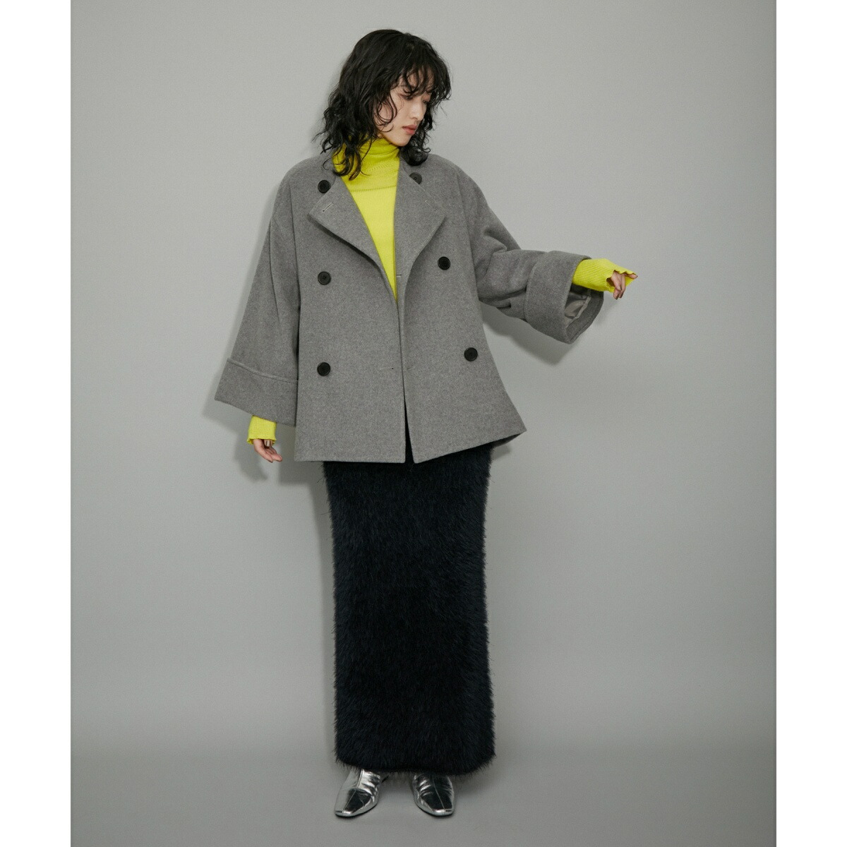 楽天市場】【WEB限定】ワイドスリーブノーカラーショートコート