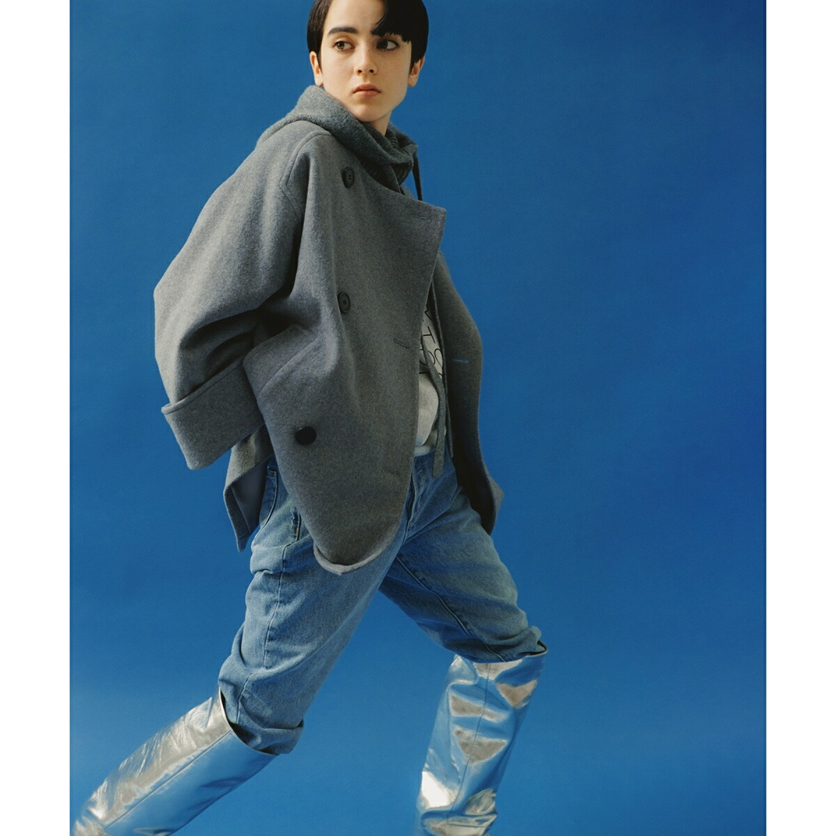 楽天市場】【WEB限定】ワイドスリーブノーカラーショートコート