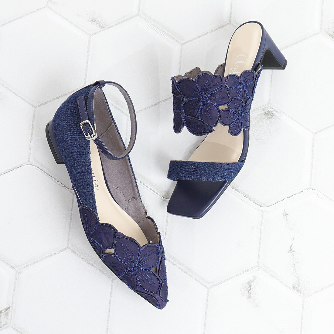 楽天市場】フラワー刺繍ミュールサンダル／アルテミス by ダイアナ