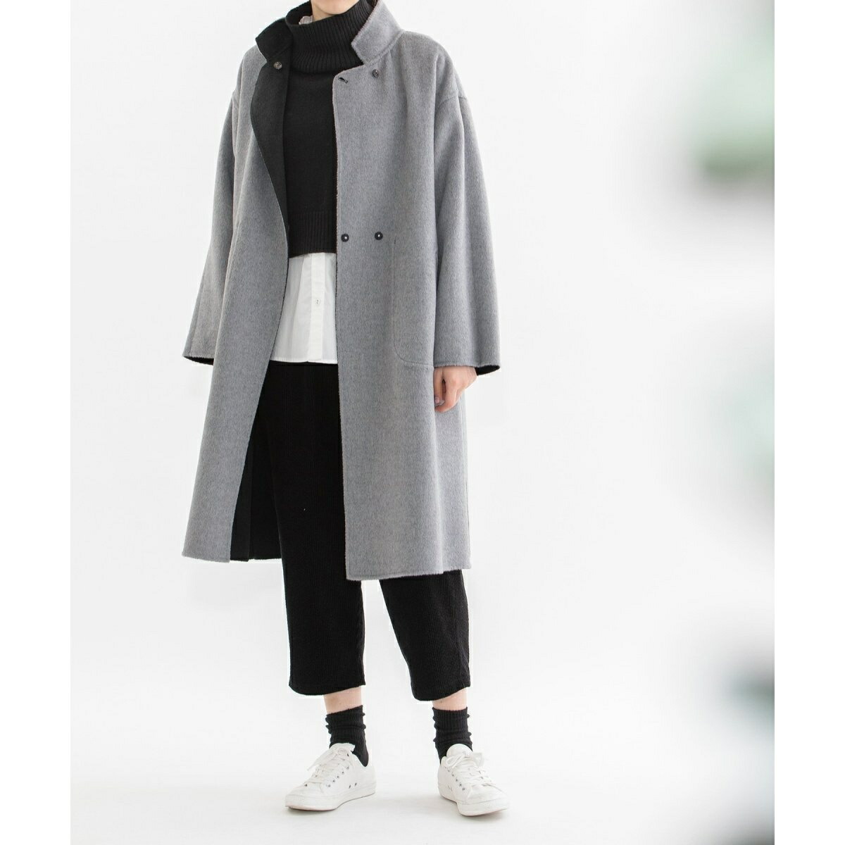 楽天市場】ダブルフェイスリバーシブルスタンド襟コート