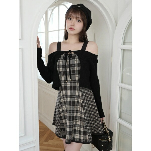 楽天市場】【形が選べる】フェザーチェックアンサンブルワンピース