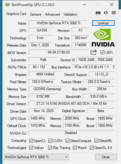 Palit GeForce RTX 3060 Ti GamingPro OC Review - Overclocking