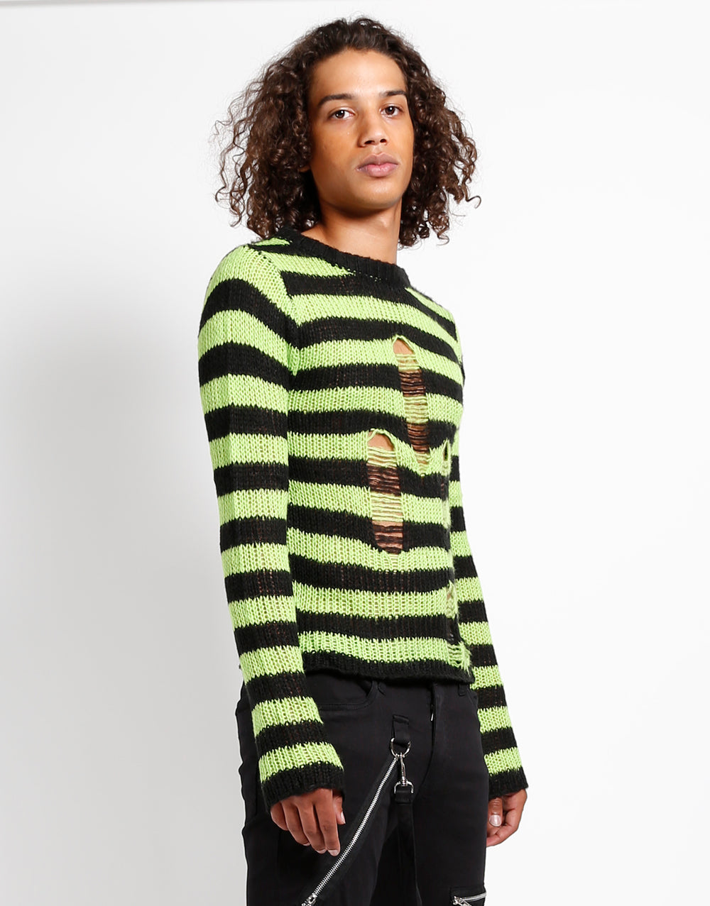 TRIPP NYC - RAG STRIPE SWEATER LIME