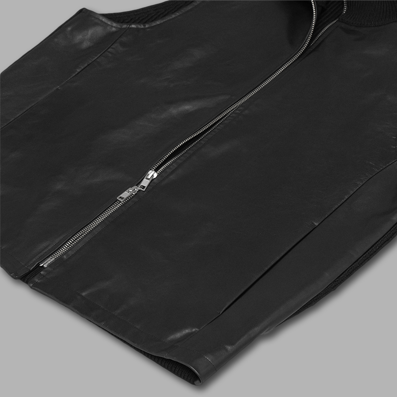 ssstein for twelve / Leather Combination Drivers Knit Zip Vest